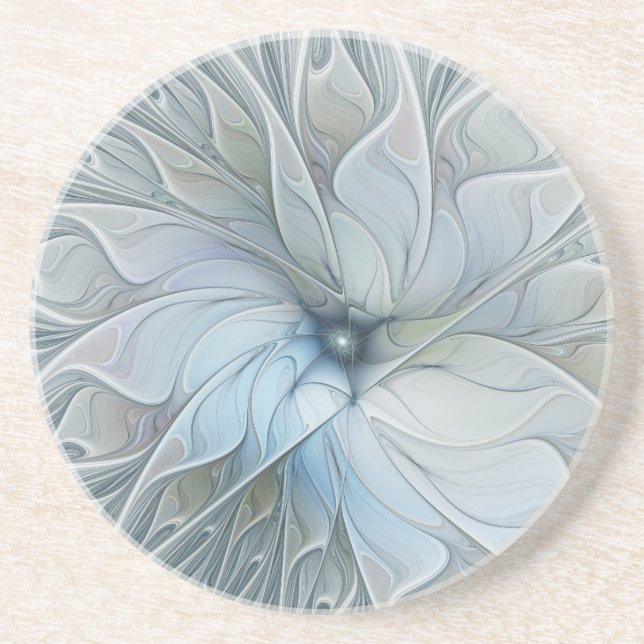 Elegant Beauty Modern Abstract Fractal Art Flower Coaster (Front)