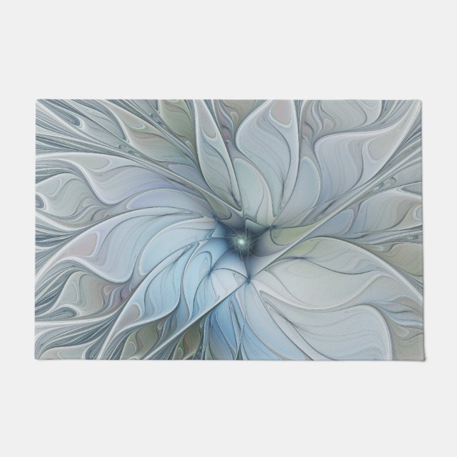 Elegant Beauty Modern Abstract Fractal Art Flower Doormat (Front)