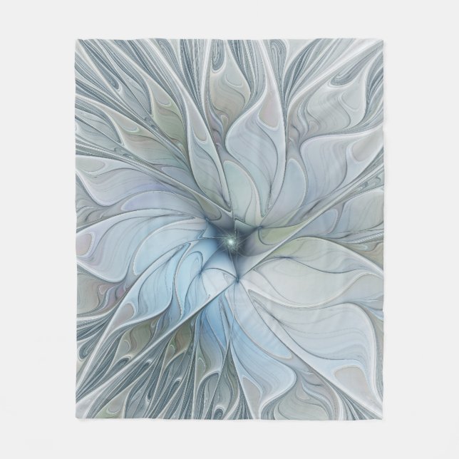 Elegant Beauty Modern Abstract Fractal Art Flower Fleece Blanket (Front)