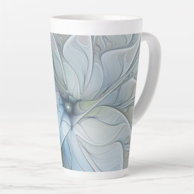 Elegant Beauty Modern Abstract Fractal Art Flower Latte Mug (Right Angle)