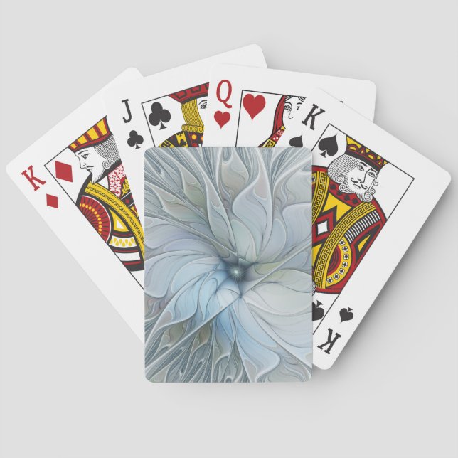 Elegant Beauty Modern Abstract Fractal Art Flower Playing Cards (Back)