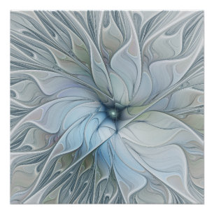 Elegant Beauty Modern Abstract Fractal Art Flower Poster