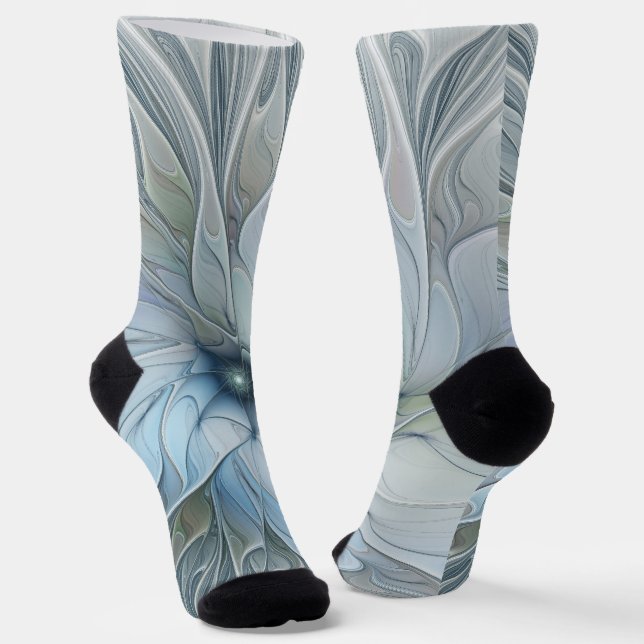 Elegant Beauty Modern Abstract Fractal Art Flower Socks (Angled)