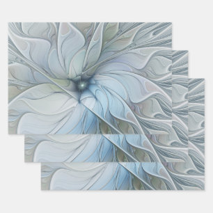 Elegant Beauty Modern Abstract Fractal Art Flower Wrapping Paper Sheet