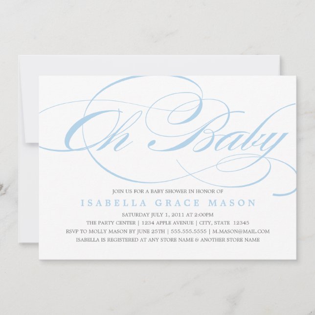 Élégant bébé Oh| Invitation Baby shower (Devant)