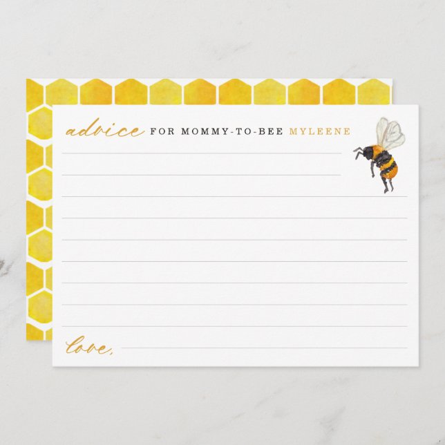 Elegant Bee and Honeycomb Baby Shower Advice (Front/Back)