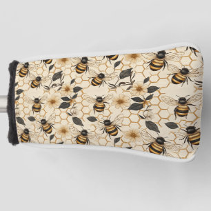 Elegant Bee and Honeycomb Pattern Golf Head Cover