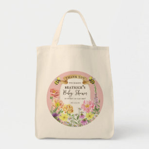Elegant Bee and Wildflower Baby Shower Favours Tote Bag