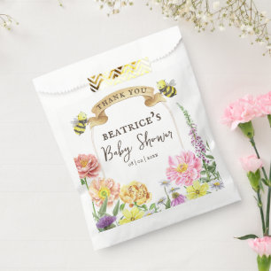 Elegant Bee and Wildflower Baby Shower Thank You Favour Bag