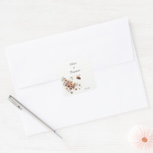 Elegant Bee & Floral Wedding Seal Sticker