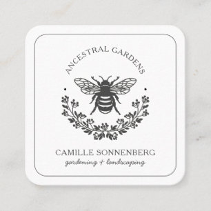 Elegant Bee Laurel Gardener Landscaper Square Business Card