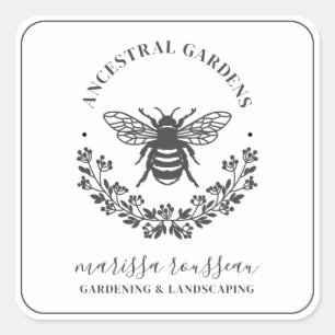 Elegant Bee Laurel Gardener Landscaper Square Square Sticker