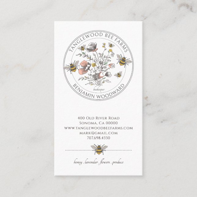 Elegant Beekeeper Apiary  Business Card (Front)