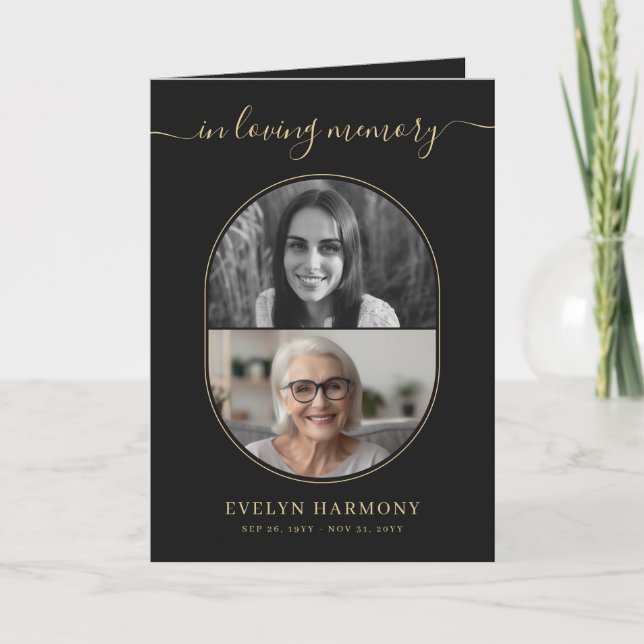 Elegant Before & After Photo Funeral Program (Front)