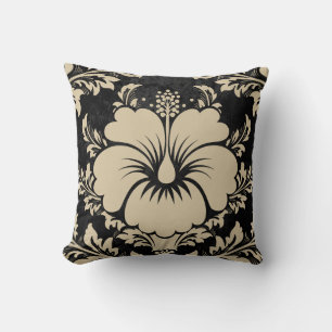 Elegant beige and black damask elegant throw pillo pillow