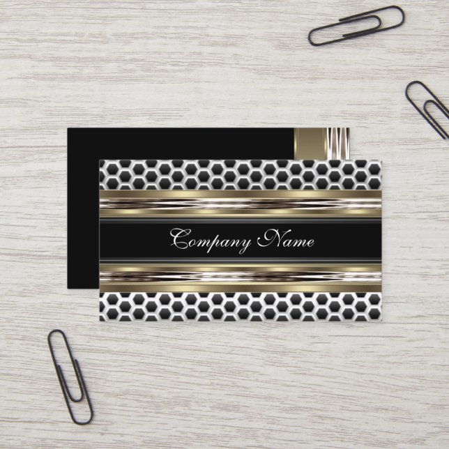 Elegant Beige and Black Grey Business Card (Front/Back In Situ)