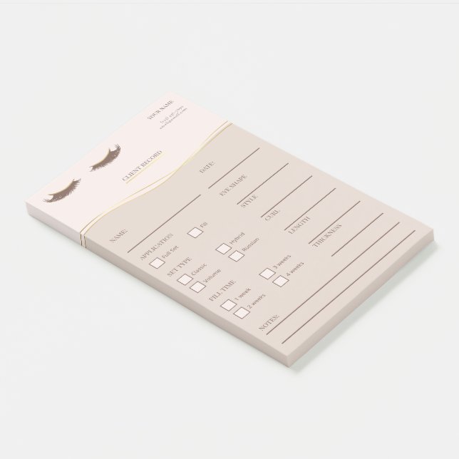 Elegant beige and gold Lash Client  Post-it® Notes (Angled)