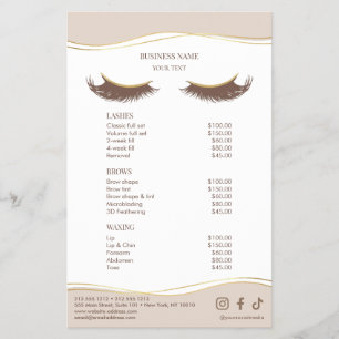 Elegant Beige and Gold Salon Price List Menu
