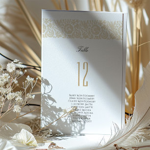 Elegant Beige and Ivory Floral Table Number Card