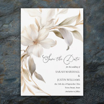 Elegant Beige and White Watercolor Floral Wedding