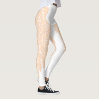 Elegant Beige Angel Wings Leggings