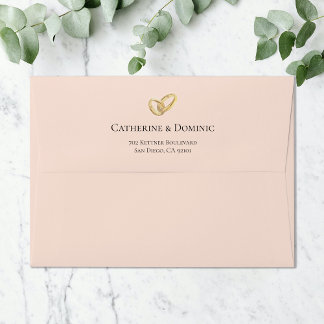 Élégant beige avec anneaux Mariage Enveloppe