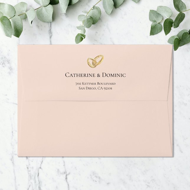 Élégant beige avec anneaux Mariage Enveloppe (Créateur téléchargé)