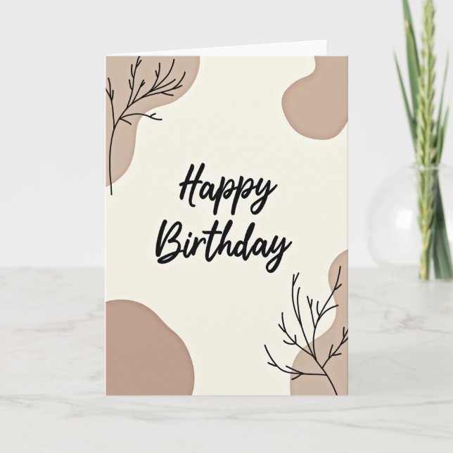 Elegant Beige Birthday Card (Front)