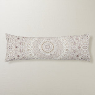 Elegant Beige Boho Medallion Design Body Pillow