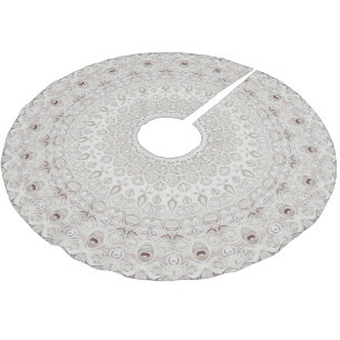 Elegant Beige Boho Medallion Design Brushed Polyester Tree Skirt