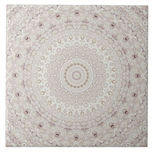 Elegant Beige Boho Medallion Design Tile