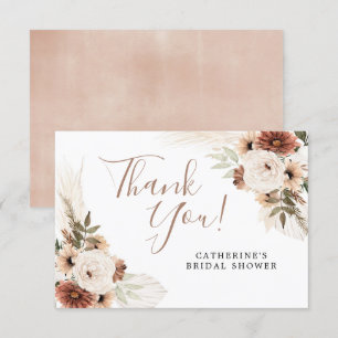 Elegant Beige Boho Pampas Grass Thank You Card