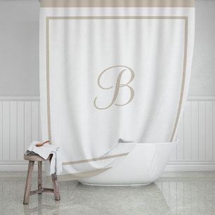 Elegant Beige Border Script Monogram