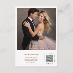 Elegant Beige Bordered Photo wedding Enclosure Card