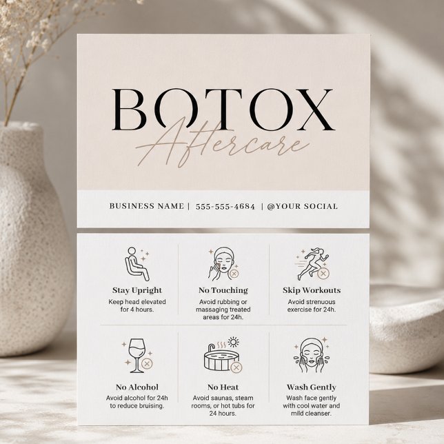 Elegant Beige Botox Aftercare Instructions Card (Creator Uploaded)