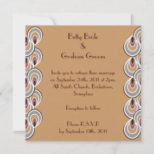 Elegant Beige & Brown Art Deco Linen Invites