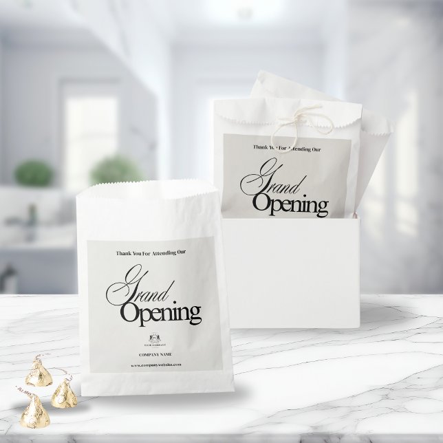 Elegant Beige Business Logo Calligraphy Thank You Favour Bag (Creator Uploaded)