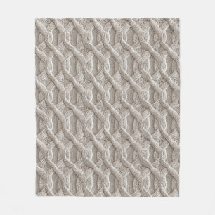 Elegant Beige Cable Knit Pattern  Fleece Blanket