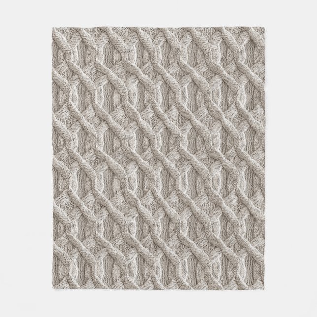 Elegant Beige Cable Knit Pattern  Fleece Blanket (Front)