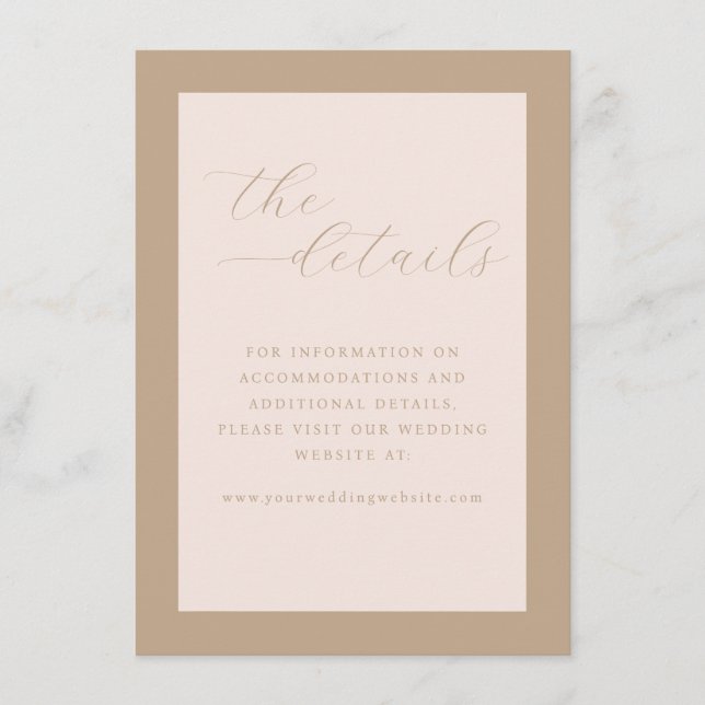 Elegant Beige Calligraphy Details Enclosure Card (Front)