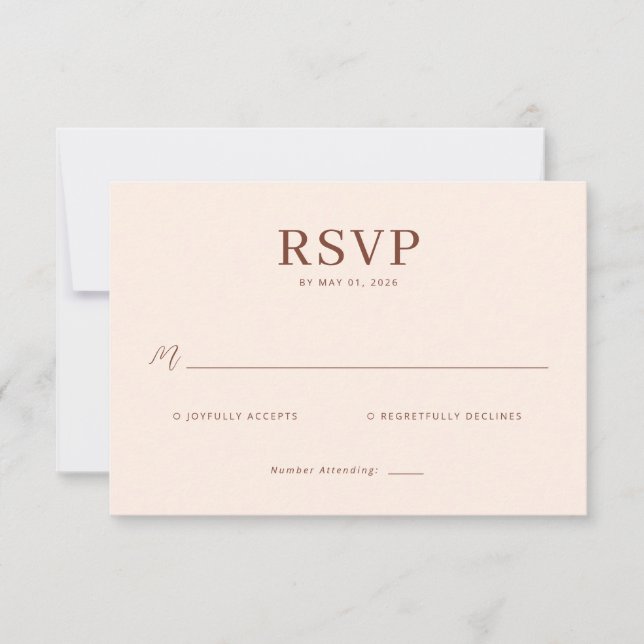 Elegant Beige Calligraphy RSVP (Front)