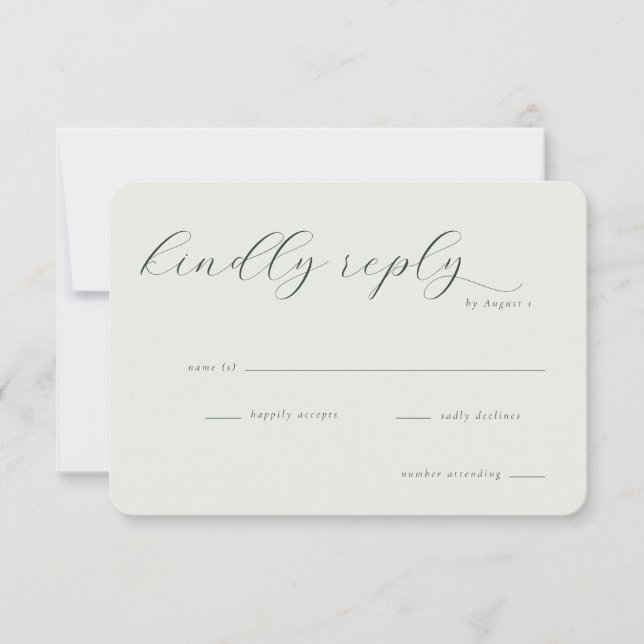 Elegant Beige Calligraphy RSVP Card (Front)