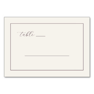 Elegant Beige Calligraphy Table Number
