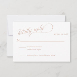 Elegant Beige Calligraphy Wedding RSVP Card