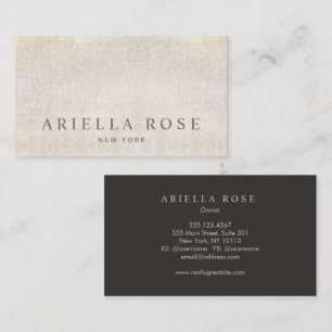 Elegant Beige Champagne Linen Brown Business Card