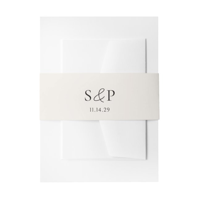 Elegant Beige Classic Wedding Invitation Belly Band (Front Example)