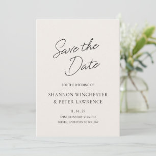 Elegant Beige Classic Wedding Save The Date