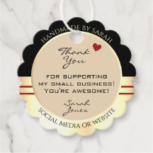 Elegant Beige Colours Black & Gold Frame Thank You