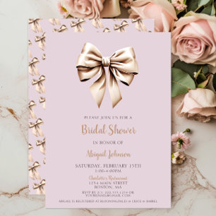 Elegant Beige Coquette Bow Bridal Shower Invitation