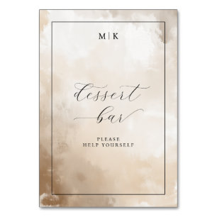 Elegant Beige Dessert Bar Sign Table Number